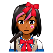 👩🏾‍🎤 Emoji Cantante Mujer: Tono De Piel Oscuro Medio en emojidex 1.0.34.