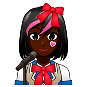 👩🏿‍🎤 Emoji Cantante Mujer: Tono De Piel Oscuro en emojidex 1.0.34.