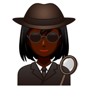🕵🏿‍♀️ Emoji Detetive Mulher: Pele Escura na emojidex 1.0.34.