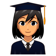 Emoji 👩🏽‍🎓 Studentessa: Carnagione Olivastra su emojidex 1.0.34.
