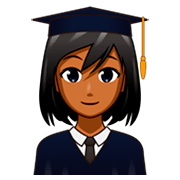 👩🏾‍🎓 Emoji Studentin: mitteldunkle Hautfarbe emojidex 1.0.34.