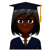 Émoji 👩🏿‍🎓 étudiante : Peau Foncée sur emojidex 1.0.34.