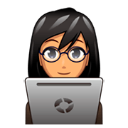 Émoji 👩🏽‍💻 Informaticienne : Peau Légèrement Mate sur emojidex 1.0.34.
