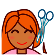 💇🏾 Emoji Person beim Haareschneiden: mitteldunkle Hautfarbe emojidex 1.0.34.