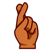 Hand mit gekreuzten Fingern: mitteldunkle Hautfarbe emojidex 1.0.34.