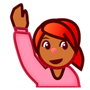 Person mit erhobenem Arm: mitteldunkle Hautfarbe emojidex 1.0.34.