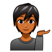 💁🏾 Emoji Persona De Mostrador De Información: Tono De Piel Oscuro Medio en emojidex 1.0.34.