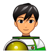 Émoji 👨🏽‍🚀 Astronaute Homme : Peau Légèrement Mate sur emojidex 1.0.34.
