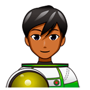 👨🏾‍🚀 Emoji Astronauta Hombre: Tono De Piel Oscuro Medio en emojidex 1.0.34.