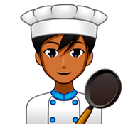 👨🏾‍🍳 Emoji Cozinheiro: Pele Morena Escura na emojidex 1.0.34.
