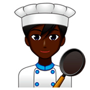 👨🏿‍🍳 Emoji Cozinheiro: Pele Escura na emojidex 1.0.34.