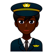 👨🏿‍✈️ Emoji Piloto De Avião Homem: Pele Escura na emojidex 1.0.34.
