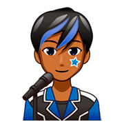Émoji 👨🏾‍🎤 Chanteur : Peau Mate sur emojidex 1.0.34.