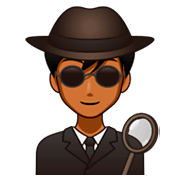 🕵🏾‍♂️ Emoji Detetive Homem: Pele Morena Escura na emojidex 1.0.34.