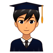 Émoji 👨🏽‍🎓 étudiant : Peau Légèrement Mate sur emojidex 1.0.34.