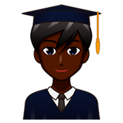 👨🏿‍🎓 Emoji Estudante: Pele Escura na emojidex 1.0.34.