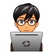 Émoji 👨🏽‍💻 Informaticien : Peau Légèrement Mate sur emojidex 1.0.34.