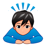 🙇🏼‍♂️ Emoji Hombre Haciendo Una Reverencia: Tono De Piel Claro Medio en emojidex 1.0.34.