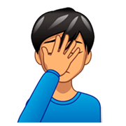 Emoji 🤦🏽‍♂️ Uomo Esasperato: Carnagione Olivastra su emojidex 1.0.34.