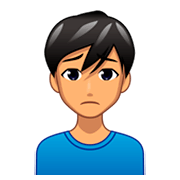 Emoji 🙍🏽‍♂️ Uomo Corrucciato: Carnagione Olivastra su emojidex 1.0.34.
