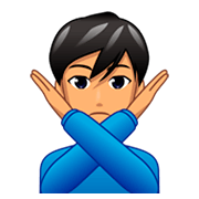 Emoji 🙅🏽‍♂️ Uomo Con Gesto Di Rifiuto: Carnagione Olivastra su emojidex 1.0.34.