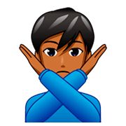 🙅🏾‍♂️ Emoji Hombre Haciendo El Gesto De «no»: Tono De Piel Oscuro Medio en emojidex 1.0.34.