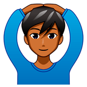 Mann mit Händen auf dem Kopf: mitteldunkle Hautfarbe emojidex 1.0.34.