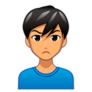 Emoji 🙎🏽‍♂️ Uomo Imbronciato: Carnagione Olivastra su emojidex 1.0.34.
