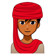 🧕🏾‍♂️ Emoji Homem de lenço: Pele Morena Escura na emojidex 1.0.34.