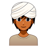 Émoji 👳🏾 Personne En Turban : Peau Mate sur emojidex 1.0.34.
