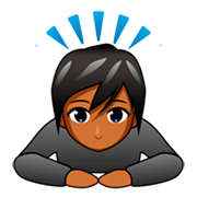🙇🏾 Emoji sich verbeugende Person: mitteldunkle Hautfarbe emojidex 1.0.34.