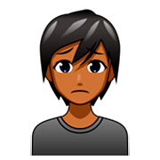 🙍🏾 Emoji Persona Frunciendo El Ceño: Tono De Piel Oscuro Medio en emojidex 1.0.34.