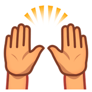 Émoji 🙌🏽 Mains Levées : Peau Légèrement Mate sur emojidex 1.0.34.