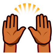Emoji 🙌🏾 Mani Alzate: Carnagione Abbastanza Scura su emojidex 1.0.34.