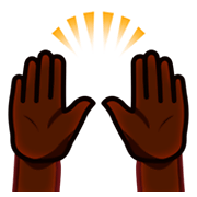 Emoji 🙌🏿 Mani Alzate: Carnagione Scura su emojidex 1.0.34.