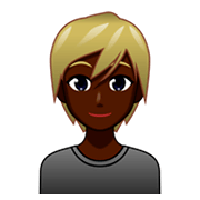 👱🏿 Emoji Pessoa: Pele Escura E Cabelo Louro na emojidex 1.0.34.