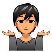 Emoji 🤷🏽 Persona Che Scrolla Le Spalle: Carnagione Olivastra su emojidex 1.0.34.