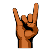 🤘🏾 Emoji Saudação Do Rock: Pele Morena Escura na emojidex 1.0.34.