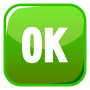 Großbuchstaben OK in blauem Quadrat emojidex 1.0.34.