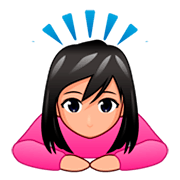 🙇🏼‍♀️ Emoji Mujer Haciendo Una Reverencia: Tono De Piel Claro Medio en emojidex 1.0.34.