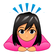 Emoji 🙇🏽‍♀️ Donna Che Fa Inchino Profondo: Carnagione Olivastra su emojidex 1.0.34.