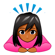 Emoji 🙇🏾‍♀️ Donna Che Fa Inchino Profondo: Carnagione Abbastanza Scura su emojidex 1.0.34.