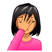 🤦🏽‍♀️ Emoji sich an den Kopf fassende Frau: mittlere Hautfarbe emojidex 1.0.34.