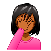 🤦🏾‍♀️ Emoji Mujer Con La Mano En La Frente: Tono De Piel Oscuro Medio en emojidex 1.0.34.