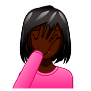 🤦🏿‍♀️ Emoji Mulher Decepcionada: Pele Escura na emojidex 1.0.34.
