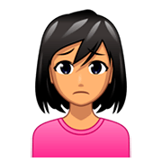 Emoji 🙍🏽‍♀️ Donna Corrucciata: Carnagione Olivastra su emojidex 1.0.34.