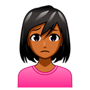 🙍🏾‍♀️ Emoji Mujer Frunciendo El Ceño: Tono De Piel Oscuro Medio en emojidex 1.0.34.