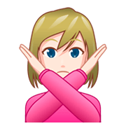 🙅🏻‍♀️ Emoji Mulher Fazendo Gesto De «não»: Pele Clara na emojidex 1.0.34.