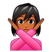 🙅🏾‍♀️ Emoji Mulher Fazendo Gesto De «não»: Pele Morena Escura na emojidex 1.0.34.