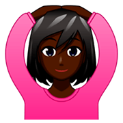 🙆🏿‍♀️ Emoji Frau mit Händen auf dem Kopf: dunkle Hautfarbe emojidex 1.0.34.